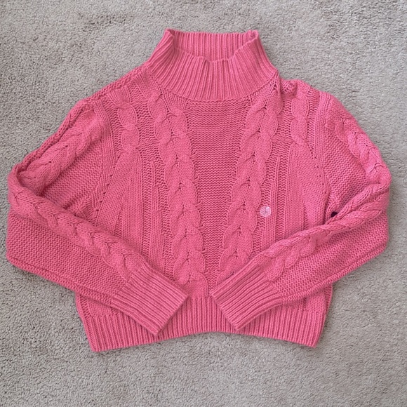 New Aeropostale Cropped Cable Knit Mock Neck Sweater - Picture 4 of 5